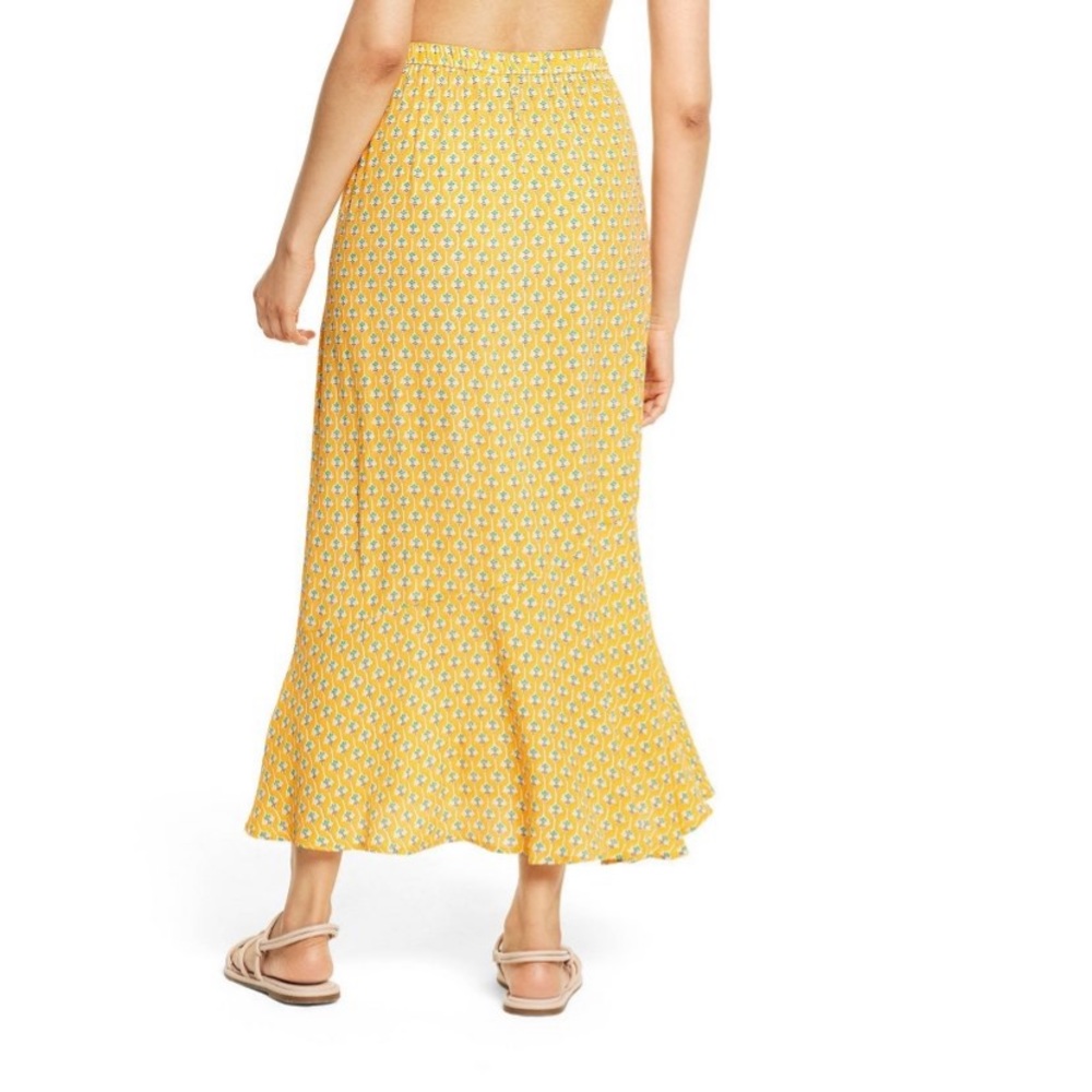 Dainty Lotus Print Midi Skirt - RHODE × Target Yellow/Turquoise NWT - Picture 5 of 10